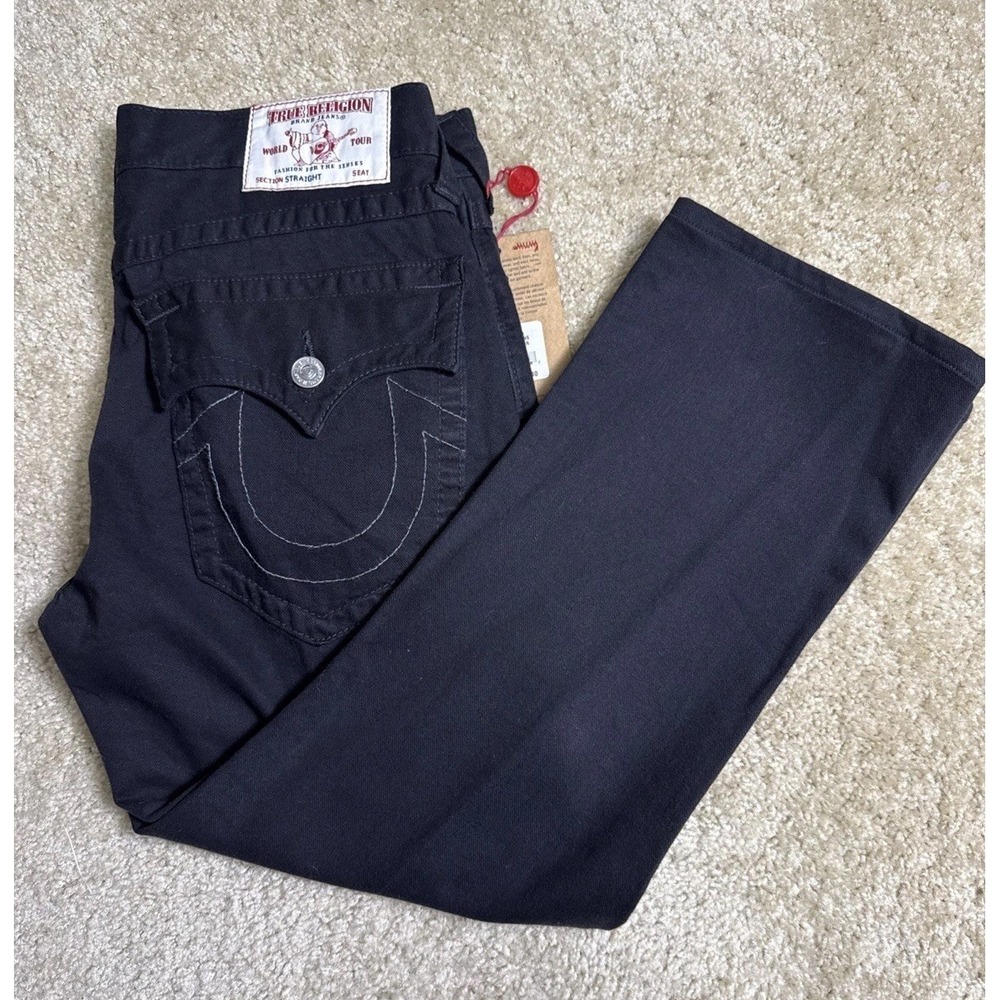 True‎ Religion Black Straight Leg Jeans with Flap Pockets – New With Tags 34x27